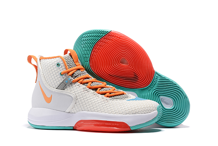 Nike Zoom Rise 2019 White Orange Jade Basketball Shoes